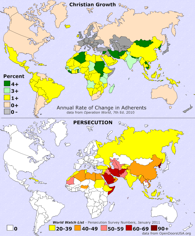 Christian Growth and Persecution Map Overlays